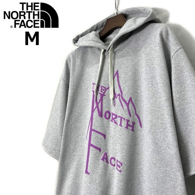 1円～!売切!【正規新品】THE NORTH FACE SHORT SLEEVE 1966 HOODIE パーカー US限定 立体ロゴ 裏起毛 上質 男女兼用(M)グレー 181130-33 の画像2