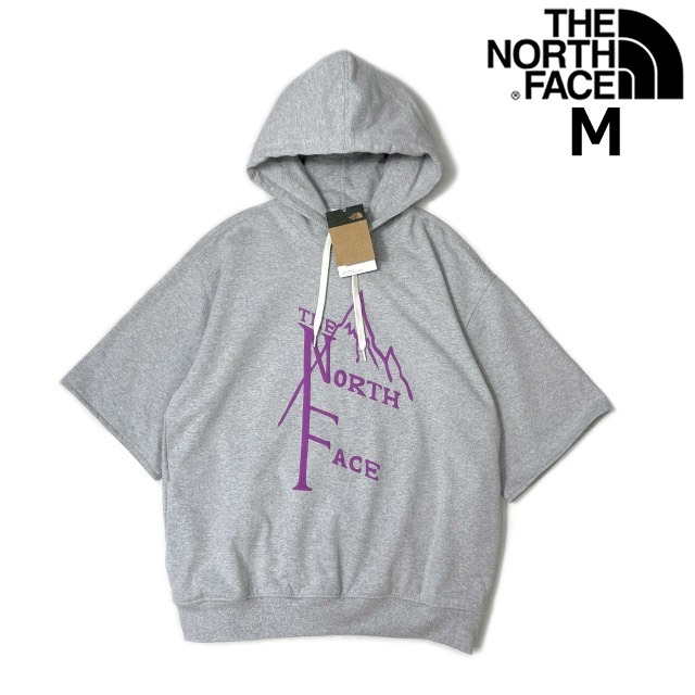 1円～!売切!【正規新品】THE NORTH FACE SHORT SLEEVE 1966 HOODIE パーカー US限定 立体ロゴ 裏起毛 上質 男女兼用(M)グレー 181130-33 の画像1