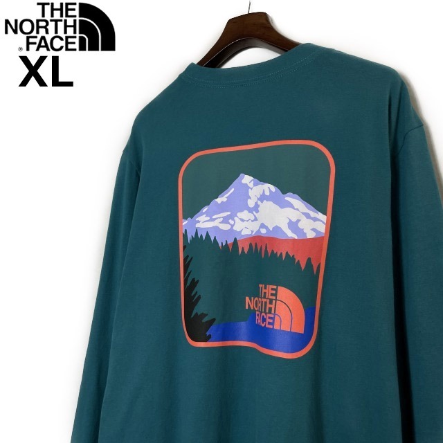 1円～!売切!【正規新品】THE NORTH FACE◆L/S PARKS TEE 長袖 Tシャツ ロンT US限定 バックプリント キャンプ アウトドア(XL)緑 180902-5の画像2