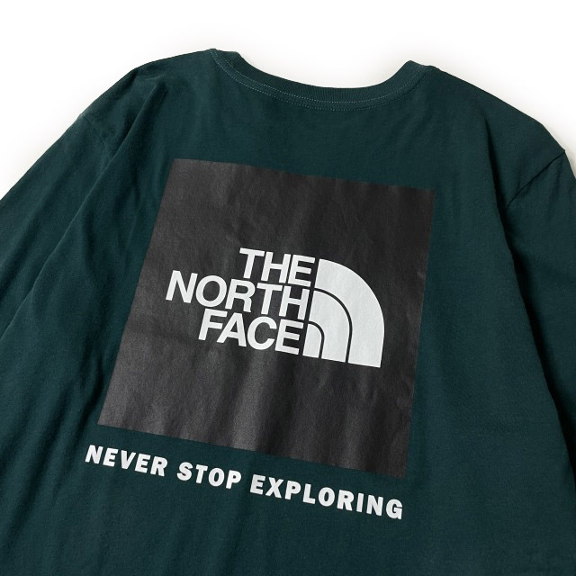 1円～!売切!【正規新品】THE NORTH FACE◆L/S BOX NSE TEE 長袖 Tシャツ ロンT US限定 ボックスロゴ 男女兼用 キャンプ(M)緑② 180902-5の画像4