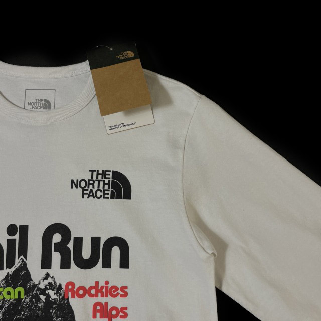 1円～!売切!【正規新品】THE NORTH FACE◆L/S TRAIL RECYCLED TEE 長袖 Tシャツ ロンT US限定 トレイル 上質 厚手 男女兼用(XL)白 180902-5_画像4