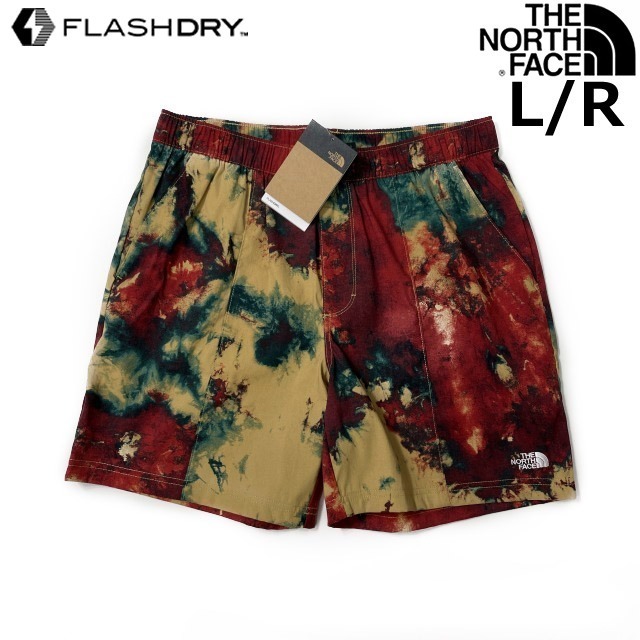 1円～!売切!【正規新品】THE NORTH FACE◆PRINTED CLASS V PULL ON SHORT ショートパンツ US限定 速乾 水陸両用(L/R)茶 総柄 190110-5_画像1