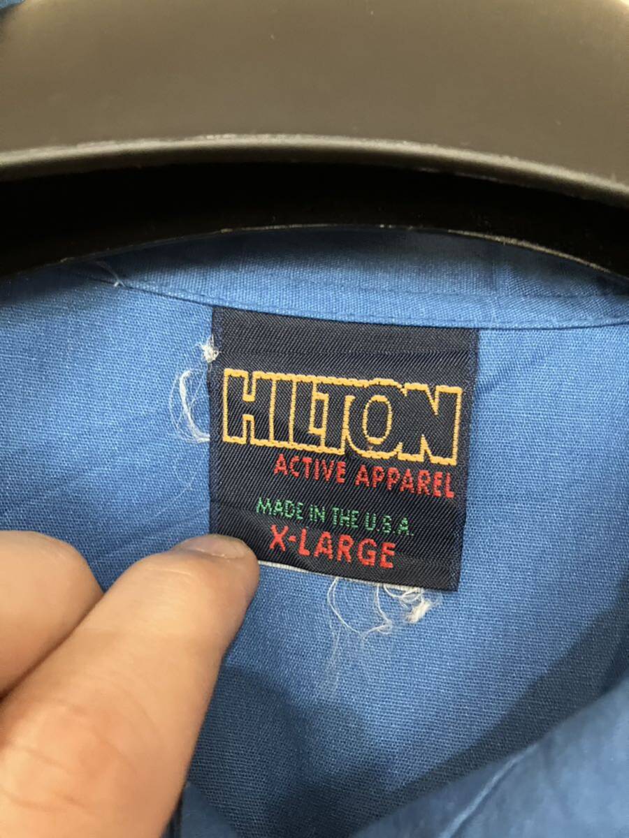 90's USA製 HILTON ボーリングシャツ 刺繍 ビンテージ 古着 チェーンステッチ_画像4