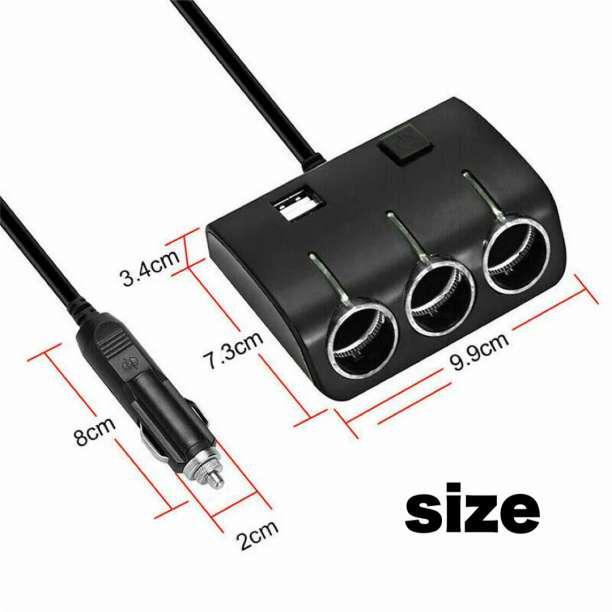 3連シガーソケット 2USB 充電器 スイッチ付き 4in1 増設 LED 車の画像8