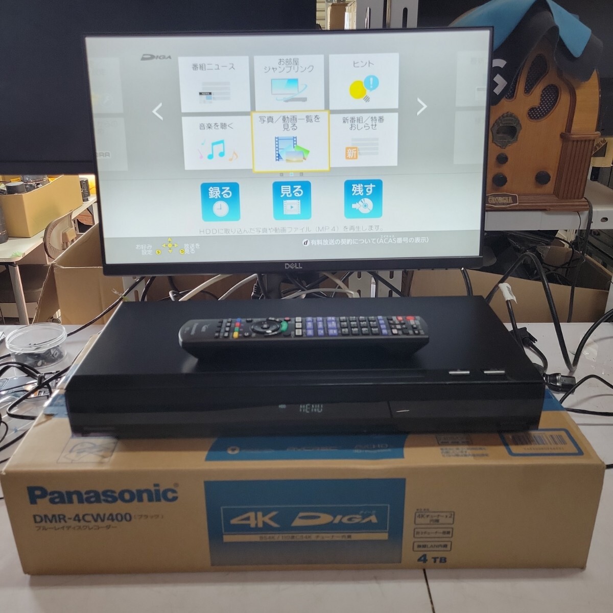 Panasonic パナソニック ブルーレイレコーダー 4K DIGA DMR-4CW400 2019年 元箱あり3番組同時録画 4TB 中古作動品 管理番号 2403231の画像2