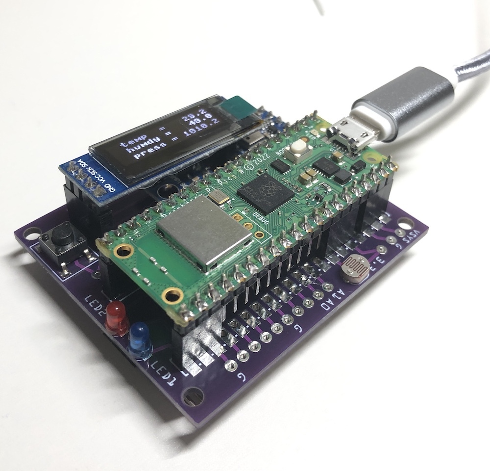 Raspberry Pi PicoWを使った環境測定基板(気温、湿度、気圧など)の画像2