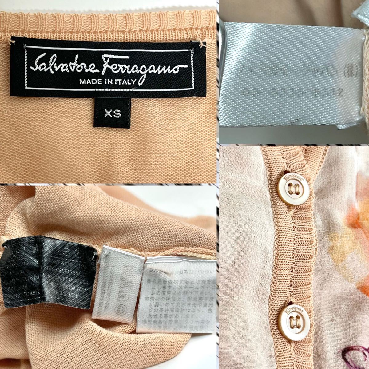 Salvatore Ferragamo Salvatore Ferragamo silk cardigan knitted animal lion deer leopard XS light orange 