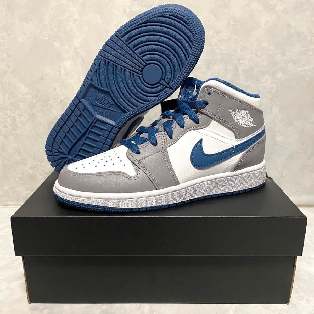 Nike GS Air Jordan 1 Mid True Blue 22.5