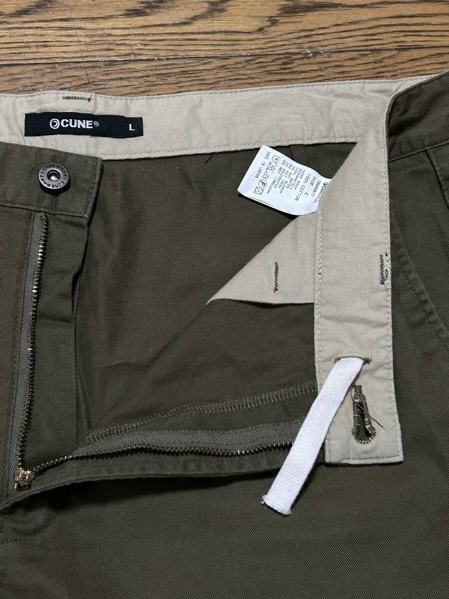 *CUNE кий n7 полосный ... краска одиночный cargo chino Work Short шорты оливковый хаки сделано в Японии L BJBD.D