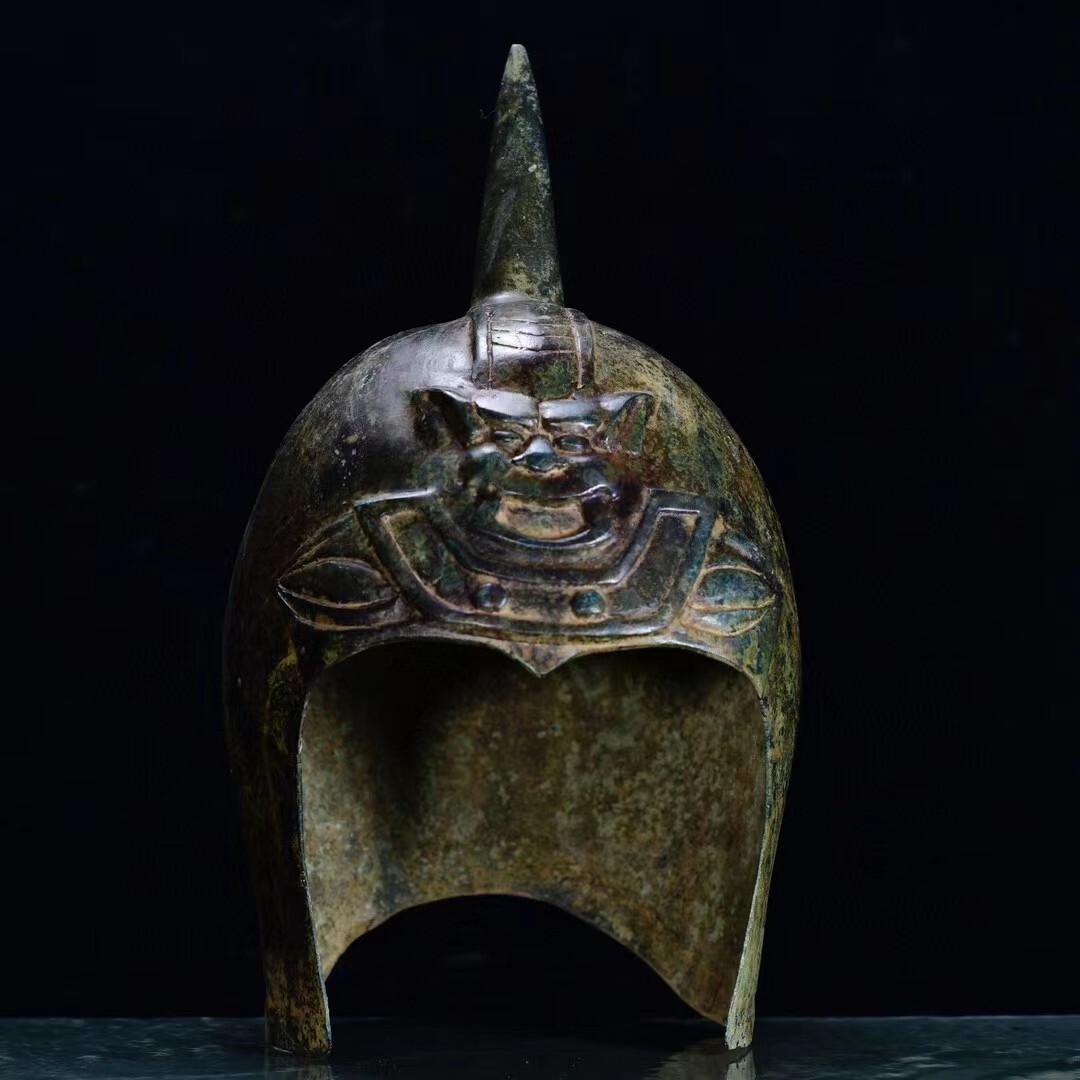 戰國 時代・青銅器 收藏 【獸兵 虎王 青銅 戰神 頭 風水置物】中國古美術 賞品 時代物 銅彫刻 高超的做工 精美的器型4.5
