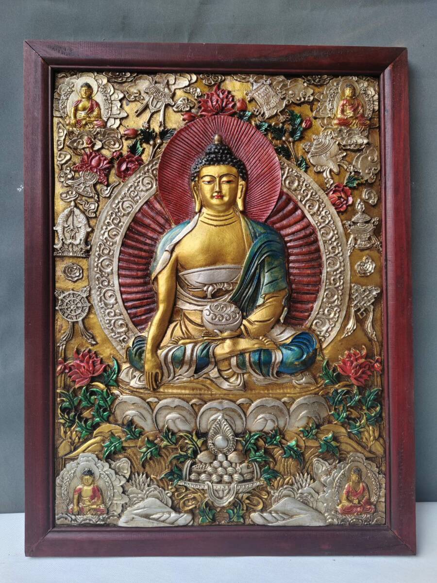 【GINGER掲載商品】 k清代・木彫り 收藏 【老木架藏佛掛屏唐掛飾擺件 】 中國古 木工、竹工芸