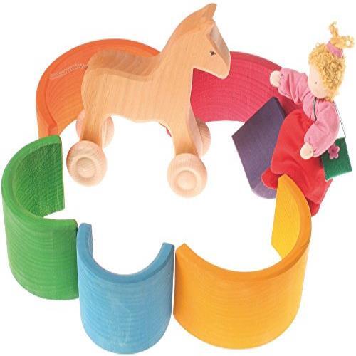 ◆送料無料 グリムGRIMM'S 玩具 おもちゃ 知育玩具 積み木 インテリア 見立て遊び 虹 レインボー 高さ9×幅17×奥行6.5cm 虹色トンネル_画像4