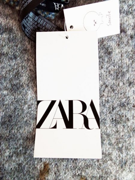 ot1697 ◇送料無料 新品 (新古品) ZARA ザラ ニット ショール Mサイズ グレー ストール 花柄 厚手 ロング 羽織 ひざ掛け ウール混_画像6