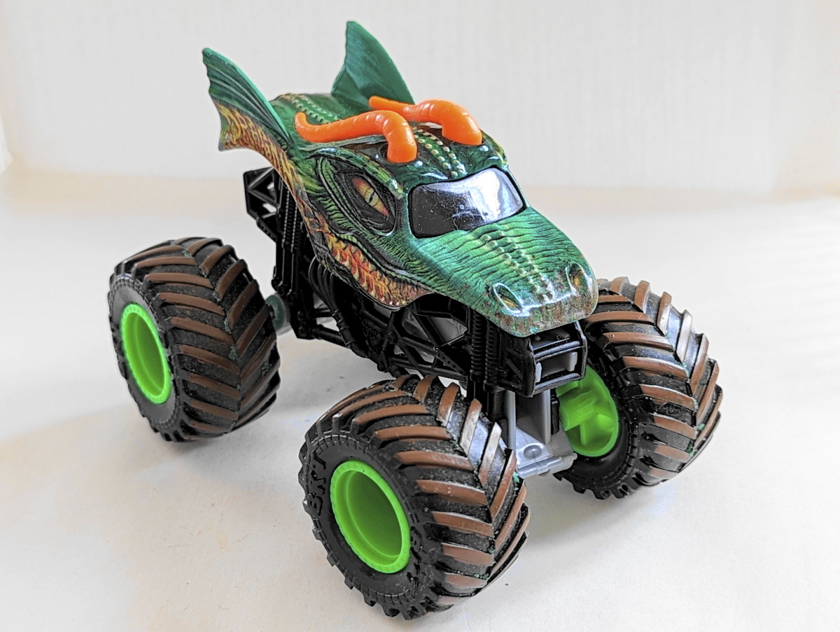 ◎モンスタートラック◎ドラゴン DRAGON 緑◎1/64 LOOSE ジャンク MONSTER JAM HOT WHEELS ホットウィールの画像3