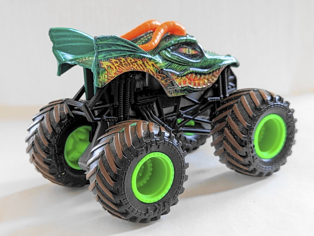 ◎モンスタートラック◎ドラゴン DRAGON 緑◎1/64 LOOSE ジャンク MONSTER JAM HOT WHEELS ホットウィールの画像2