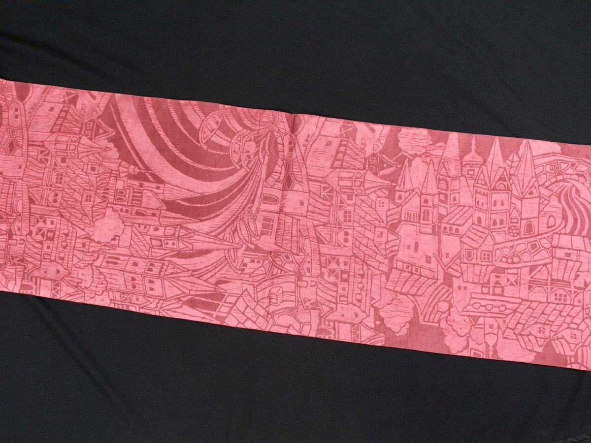 【渡文】 特選西陣織袋帯 纐纈 「西洋城下町柄」  e-356の画像4