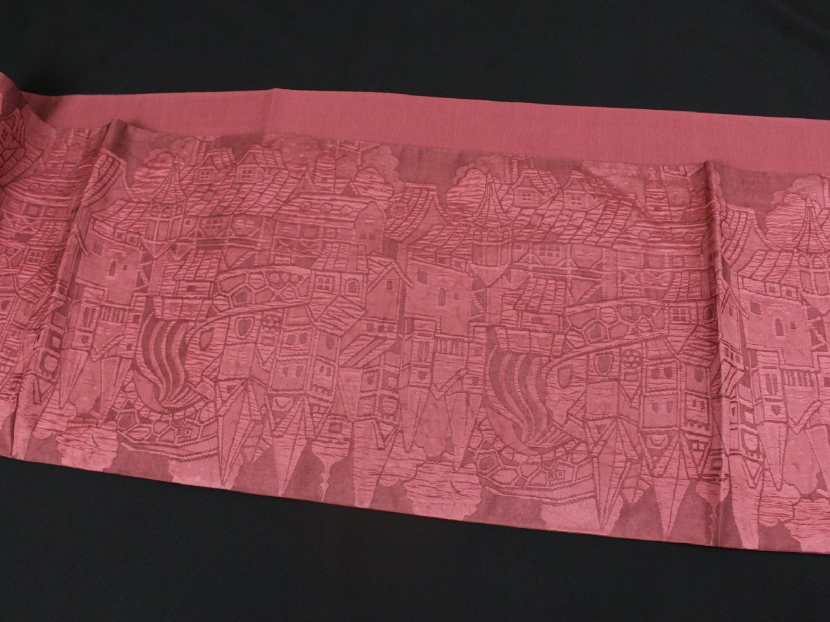【渡文】 特選西陣織袋帯 纐纈 「西洋城下町柄」  e-356の画像7