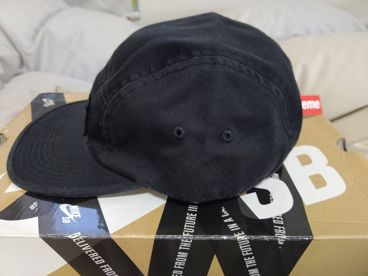 新品タグ付 Supreme Washed Chino Twill Camp Cap 黒/ s box logo new era beanie military denim north face hat mm6 nike バケットハットの画像3