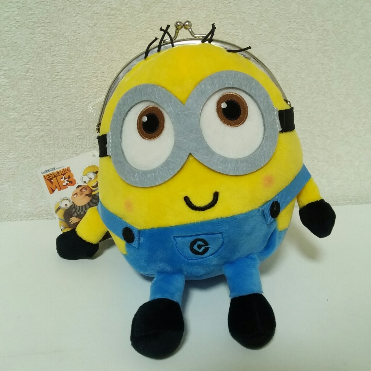 21センチ　ミニオン　ミニオンズ　がま口ポーチ　ガマ口　ぬいぐるみ　ポーチ　ポシェット　映画　minion マスコット　オーバーオール_画像1