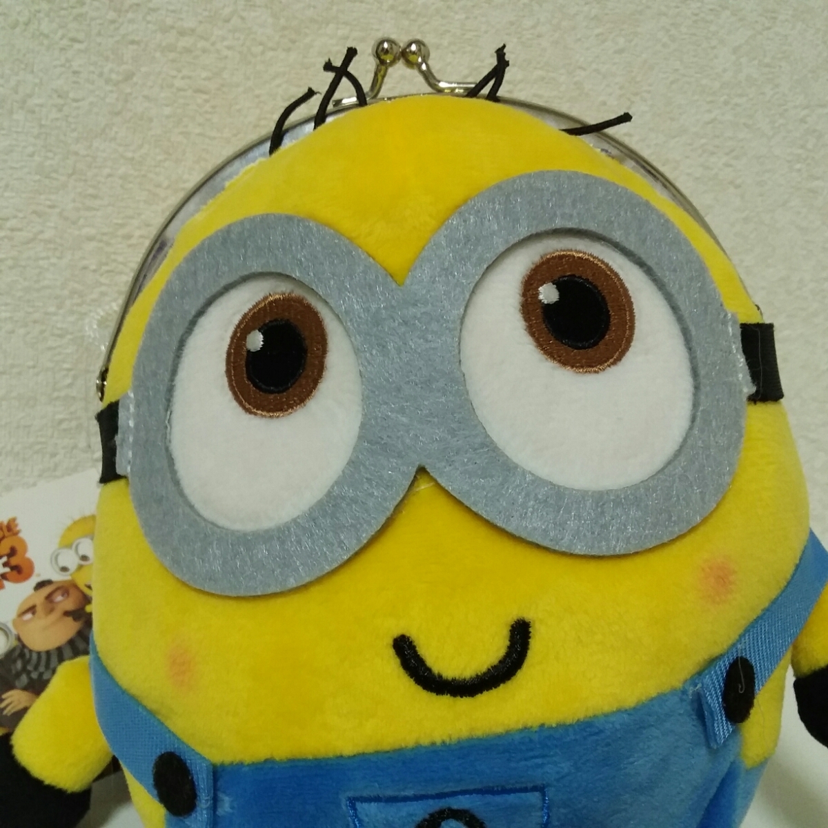 21センチ　ミニオン　ミニオンズ　がま口ポーチ　ガマ口　ぬいぐるみ　ポーチ　ポシェット　映画　minion マスコット　オーバーオール_画像2