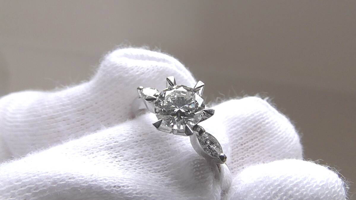 経典 極美品 税込 鑑定書付 婚約指輪 プラチナ台 結婚指輪 0.537ct ダイヤモンド プラチナ台