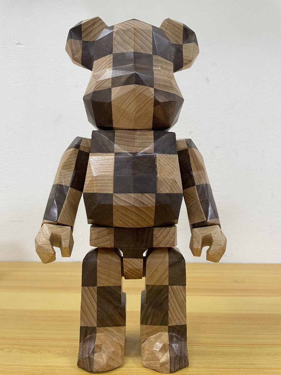 BE@RBRICK x カリモクx 400% by MEDICOM TOY ベアブリック carved wooden 置物 ■ 中古 ■ 美品 ■ 箱付き_画像2