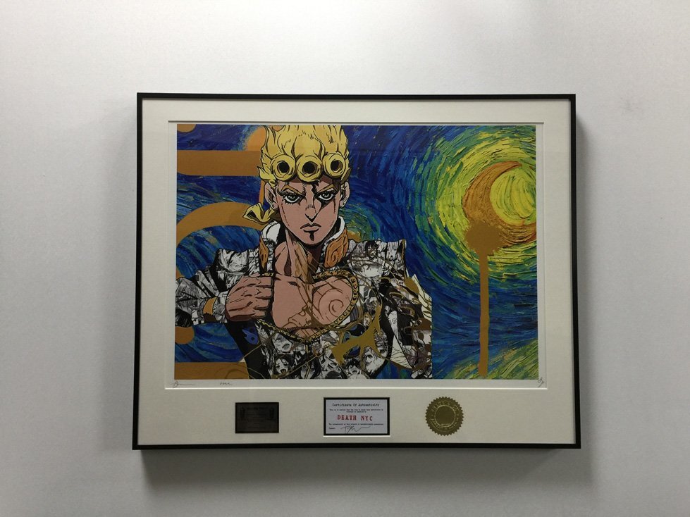 DEATH NYC 額付き 世界限定100枚 アートポスタ ジョジョの奇妙な冒険 黄金の風 ジョルノ・ジョバァーナ ゴッホ 現代アートの画像1