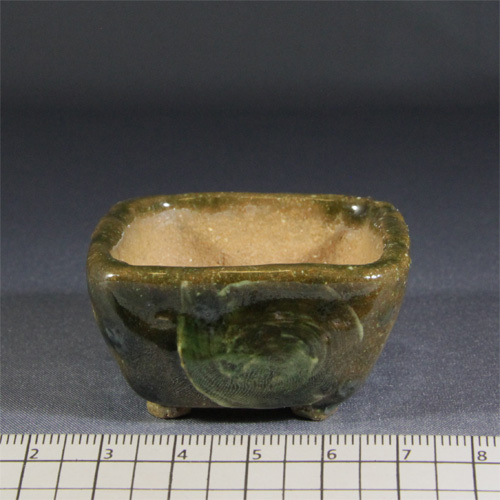 小さな盆栽鉢 母の日 和鉢 陶器鉢 四角盆栽鉢 (一辺4.8cm・巾5.9cm・高さ2.7cm) 手作り鉢 お見舞い品 一品物_画像2