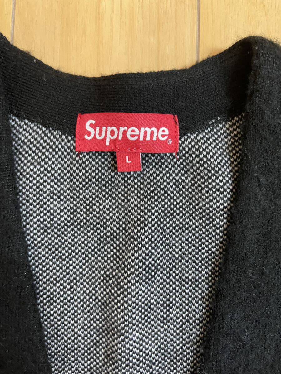 Supreme 21SS Brushed Checkerboard Cardigan Black L シュプリーム_画像4