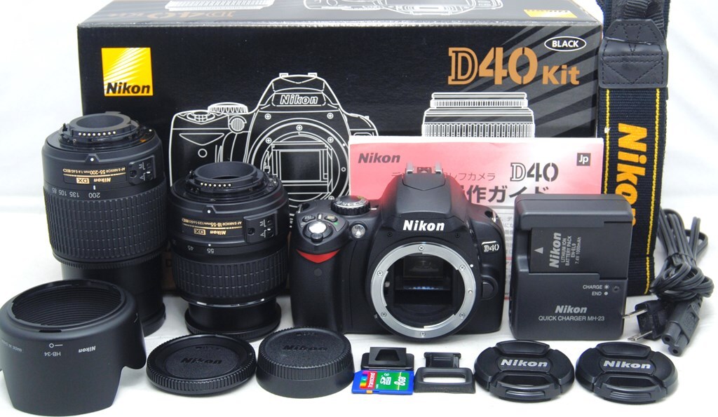 ●美品●初心者入門フルセット● Nikon ニコン D40 Wレンズセット AF-S 18-55 AF-S 55-200 ●届いたらすぐに撮影OK●丁寧な対応で安心D70_画像1