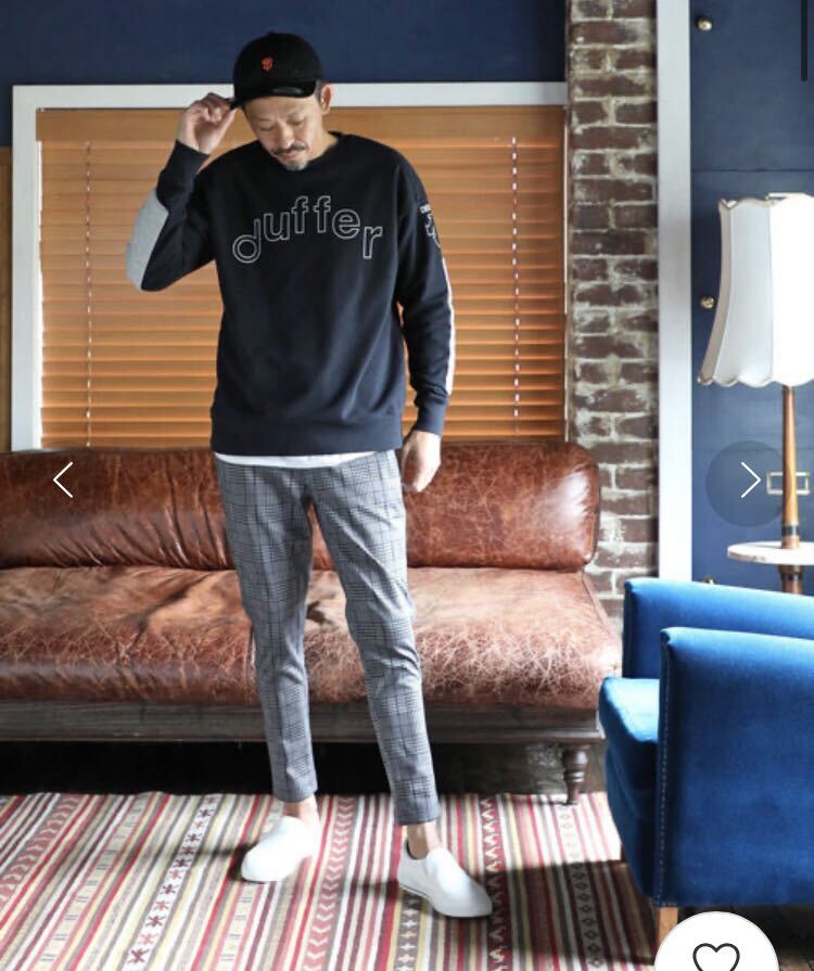 【The DUFFER of ST.GEORGE】GLEN CHECK SKINNY TROUSERS グレンチェック ストレッチ スキニー パンツ M グレー 美品_画像3