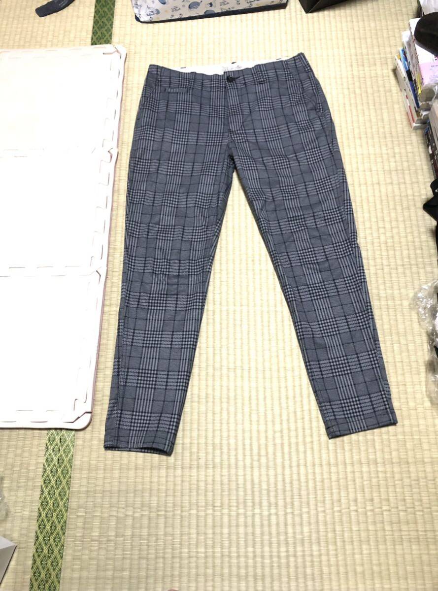 【The DUFFER of ST.GEORGE】GLEN CHECK SKINNY TROUSERS グレンチェック ストレッチ スキニー パンツ M グレー 美品_画像10