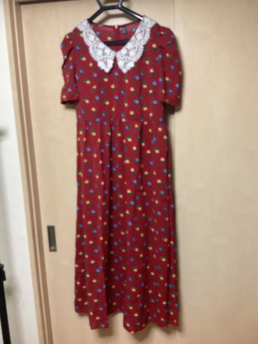 ワンピース 花柄 半袖 レッド　3XL 大きいサイズ　女装_画像1