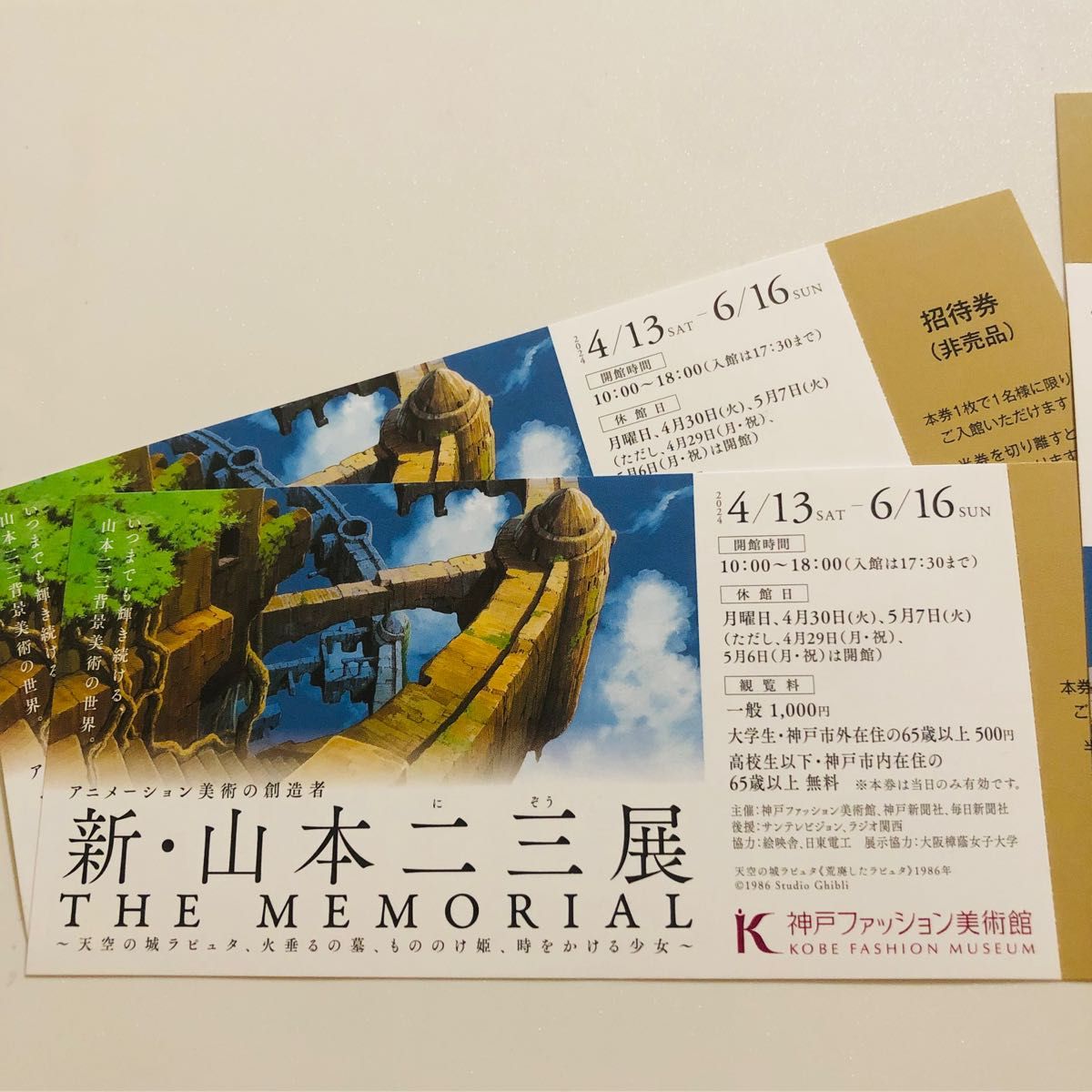 アニメーション美術の創造者 新・山本二三展 ジブリ ラピュタ もののけ姫 トトロ 招待券２枚