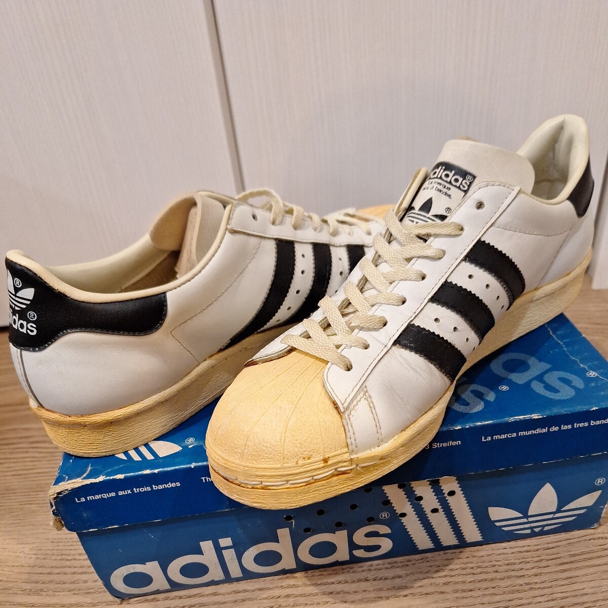 ヴィンテージ adidas 80′s フランス製 スーパースター SUPERSTAR 箱付ほぼデッドストック トレフォイル_画像10