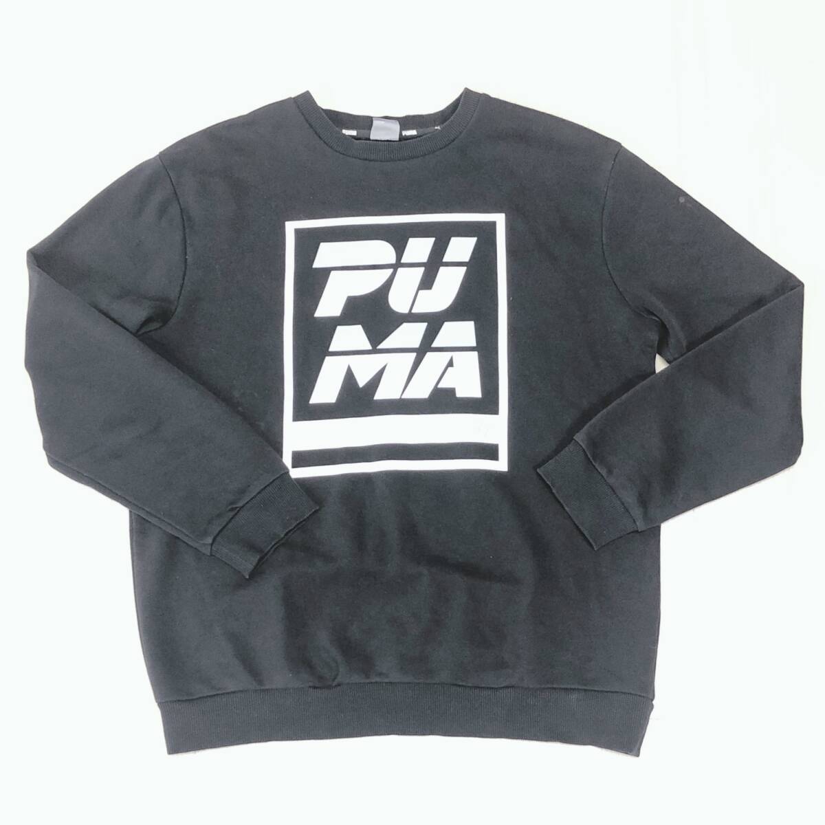 Y0978 PUMA メンズ トップス Tシャツ 長袖 厚手 伸縮性 サイズ160 ブラック 黒 プリント 綿素材含 シンプル カジュアル クール 春秋 キッズ_画像6