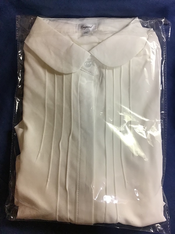 ボウタイブラウス　ホワイトサテン　3XL 大きいサイズ　長袖