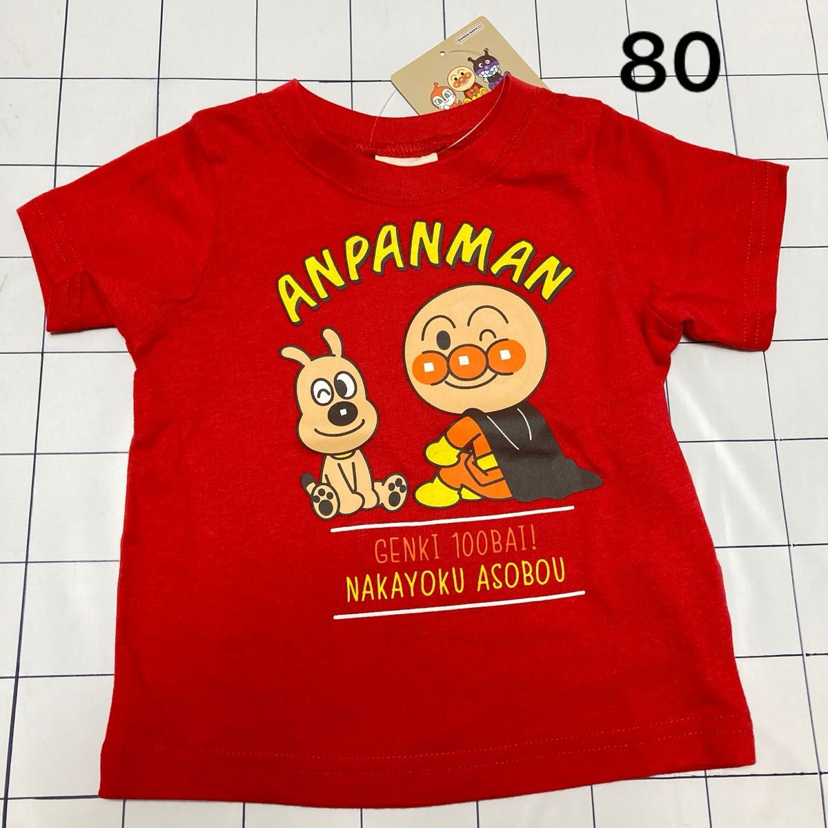 新品★タグ付★アンパンマン 半袖Tシャツ 80★赤 チーズ 子供服