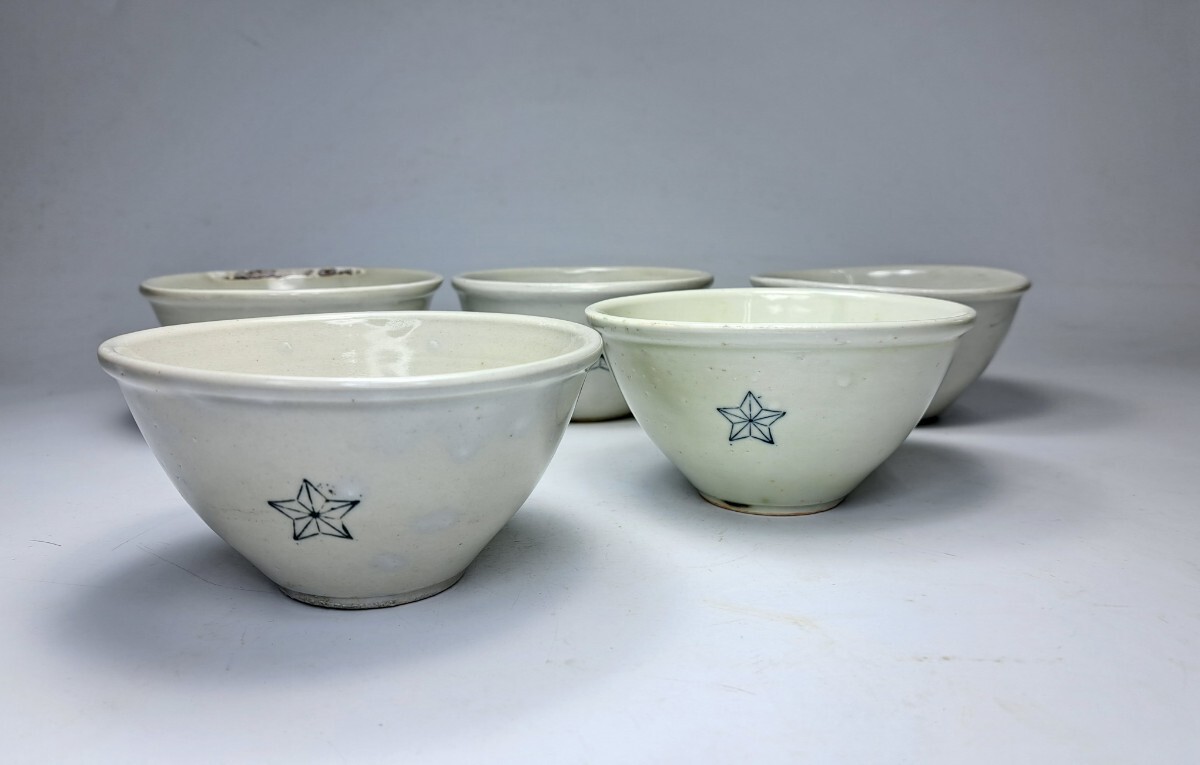 統制陶器 肥28 旧日本軍 陸軍 星章 軍隊 食器 5客 の画像1