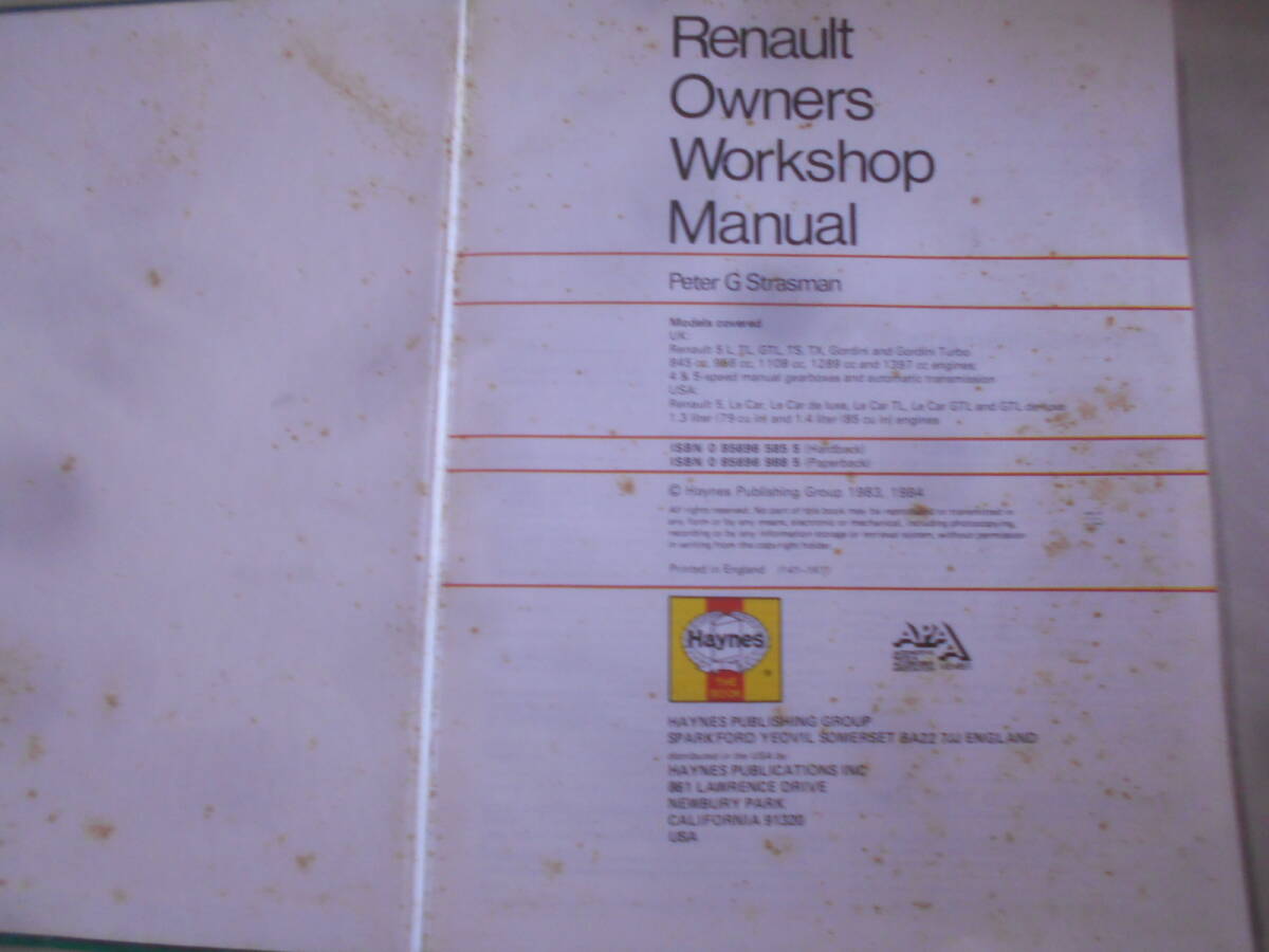 9M★／洋書　Renault Owners Workshop Manual RENAULT 5 Haynes_画像3