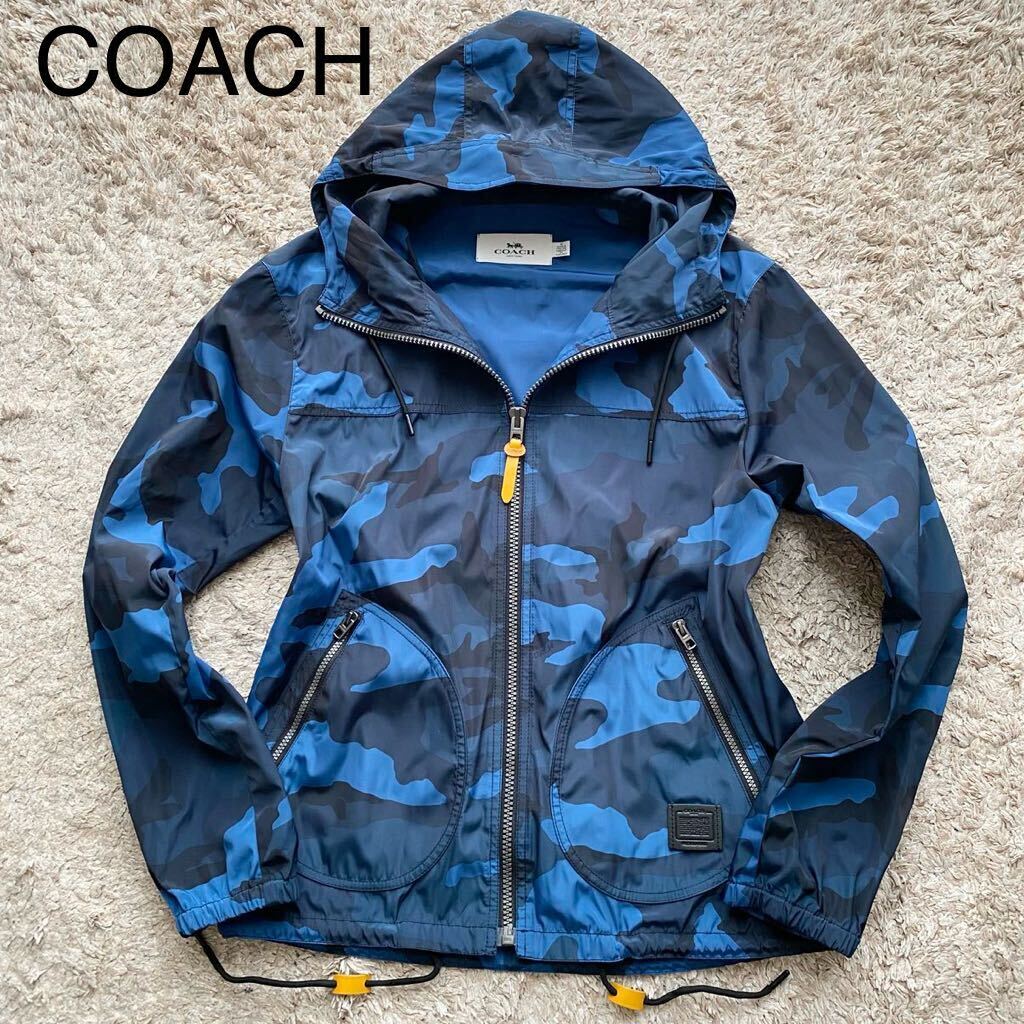 極美品/L相当/COACH コーチ パーカー ナイロンジャケット マウンテンパーカー ジャケット 迷彩 カモフラ 軽量 ジップアップ ブルゾン_画像1