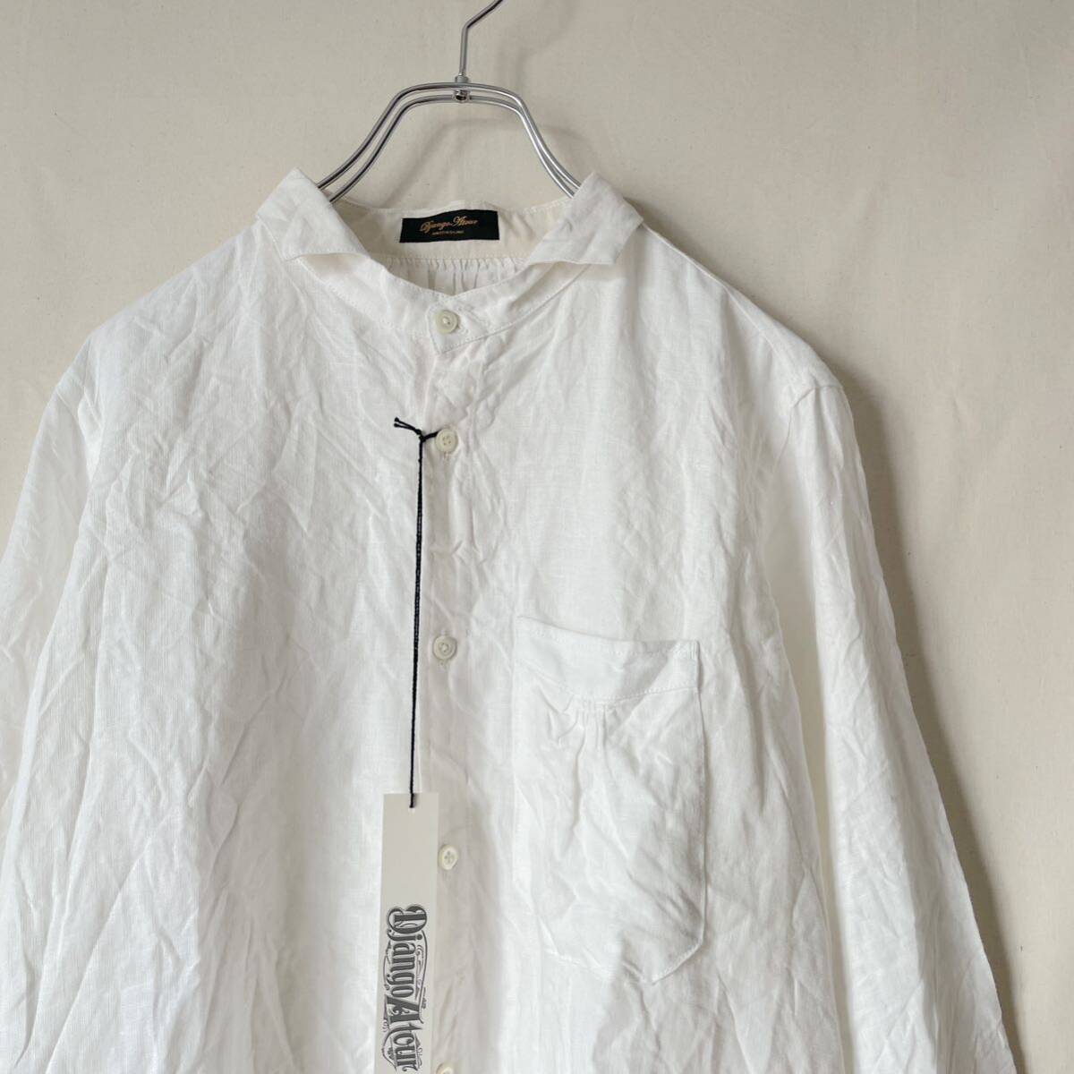 極美品 DjangoAtour CLASSIC FRENCHWORK LINEN SHIRT ジャンゴアトゥール フレンチワーク リネンシャツ ホワイト S 長袖シャツ 麻 の画像3