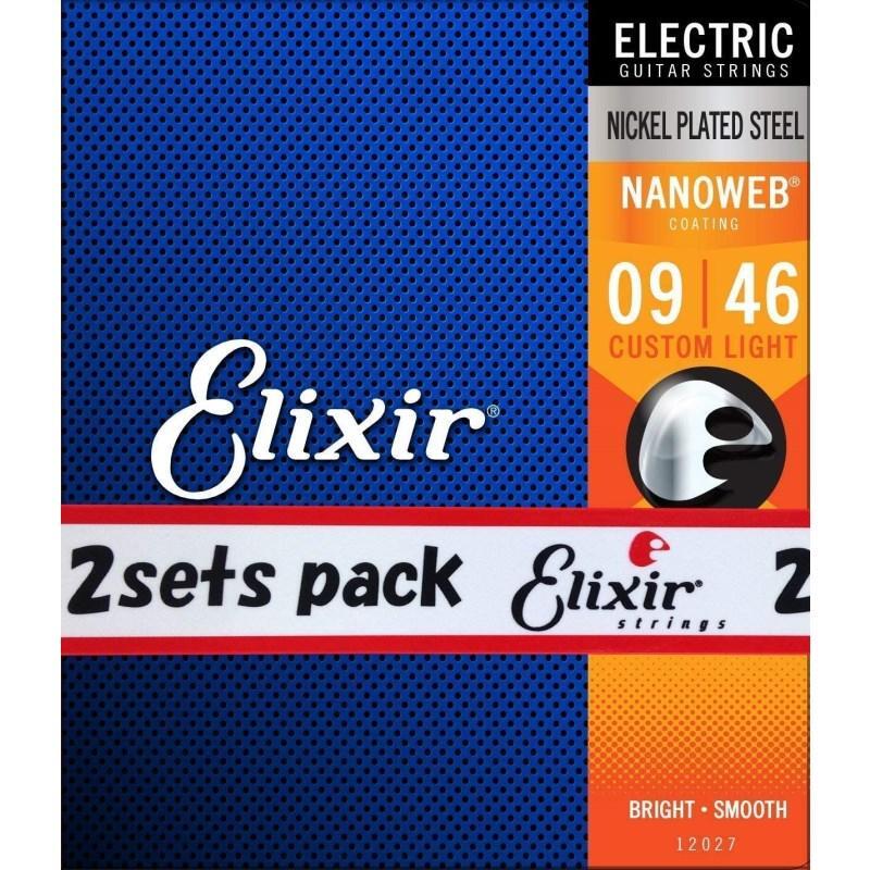 【お買い得 ２個セット】Elixir エリクサー エレキギター弦 2setpack 12027 NANOWEB CUSTOM LIGHT 09-46 正規品_画像1