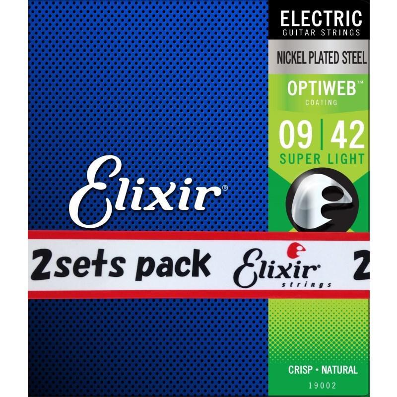 【お買い得 ２個セット】Elixir エリクサー エレキギター弦 2setpack 19027 OPTIWEB Custom Light 09-46 正規品_画像1