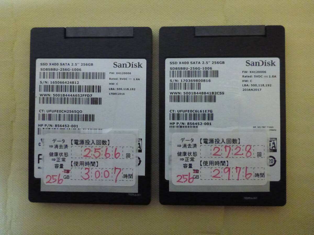 管理番号 T-04193 / SSD / SanDisk / 2.5インチ / 256GB / 5個セット / レターパック発送 / データ消去済み / ジャンク扱いの画像2
