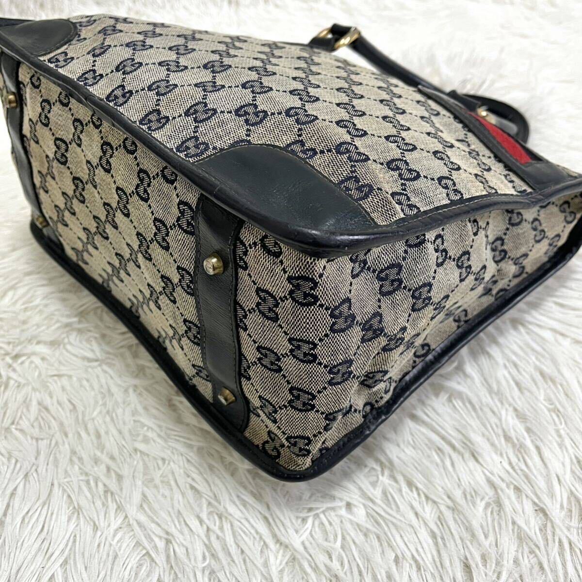 GUCCI グッチ ハンドバッグ GGキャンバス シェリー シェリーライン レザー ミニボストン レディース メンズ オールドグッチ 1円の画像6