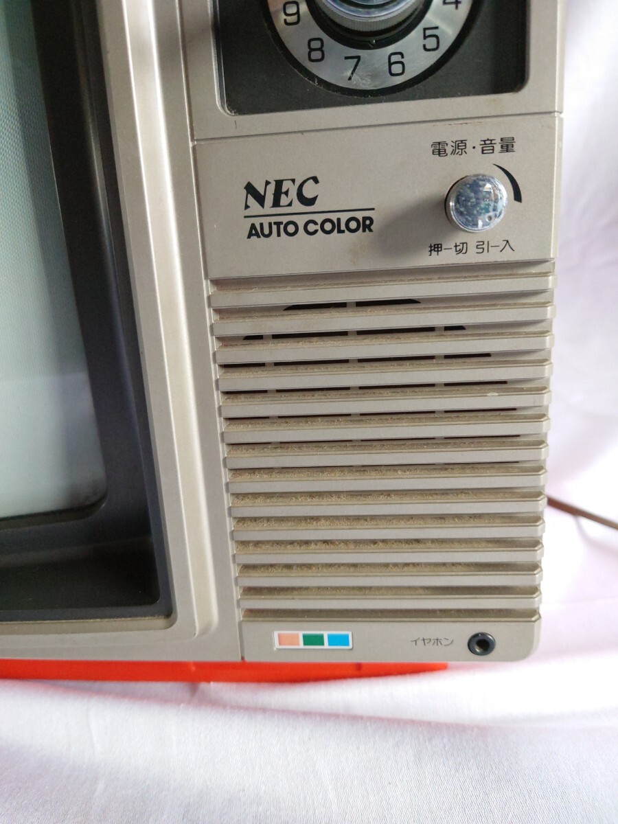 NECカラーテレビ CV-14T25 通電確認 ジャンク 昭和レトロ ブラウン管テレビ_画像3