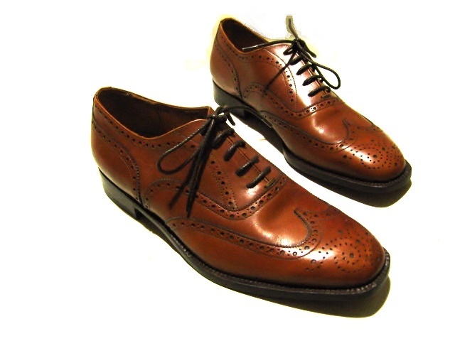 イタリア製 Santoni サントーニ 8 ≒26.5cm位 茶 革靴 ブラウン 内羽根 ウイングチップの画像1