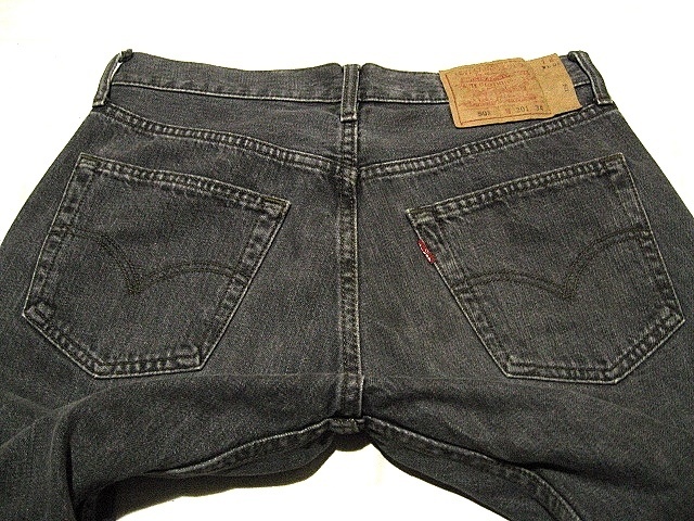 フィリピン製 先染め ブラック 501w30 (79x75位) 褪色 ブラック 縦落ち 刻印 359 Levi's リーバイスの画像8