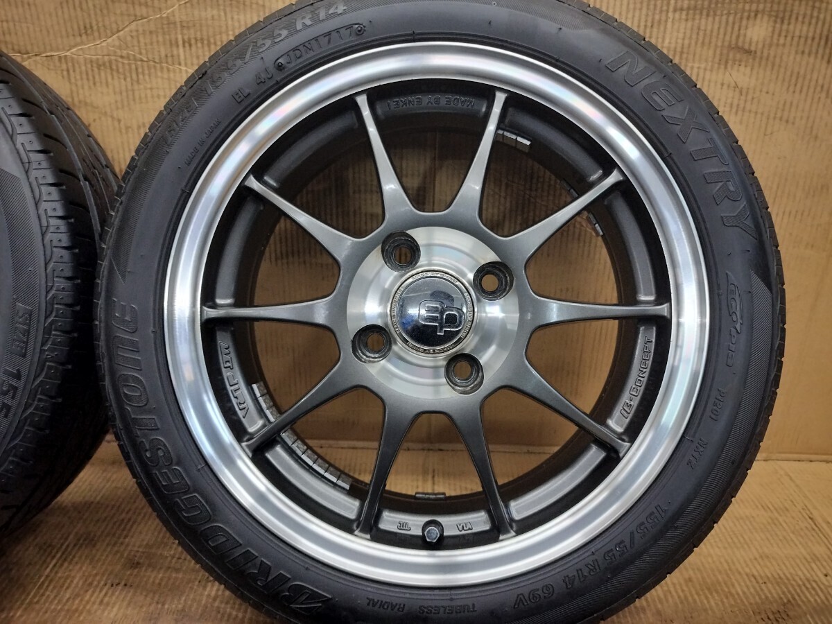 ENKEI IB-CONCEPT 14インチ 5.5J +41 PCD100 4H BSタイヤ【155/55R14】 エンケイ 軽量アルミホイール 14×5.5J 4穴 中古4本セット_画像3